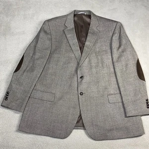 Vtg Mens Sport Coat 50R Blazer Elbow Patches Wool Blend Brown Barn Casual Fall - Picture 1 of 17