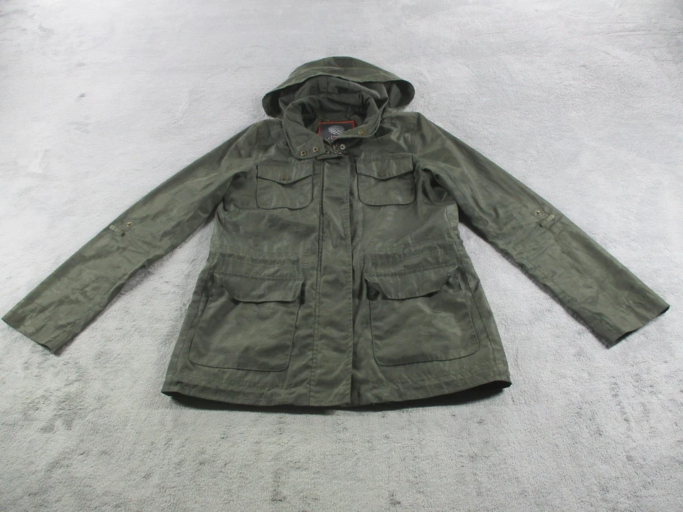 Chaqueta Vince Camuto Mujer XS Verde Camuflada Con Capucha Utilidad Anorak Abrigo Parka Foto 1 de 4