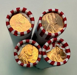 Lot of 4 Rolls of Uncirculated 2025-P Lincoln Cents (Shield Pennies) - Picture 1 of 2