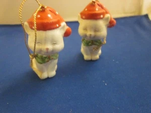 Set of 2 Vintage R R  ROMAN Christmas Cat Kitten  Ornaments - Picture 1 of 5
