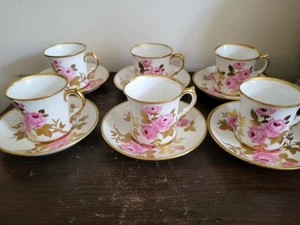 Juego De 6 Tazas Y Platillos Demitasse De Colección Salisbury Inglaterra Rosas Doradas - Imagen 1 de 16
