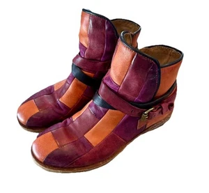 RARO! A.S. 98 Botas Cuero Tobillo Motociclista Boho Retro Patchwork Italiano Talla EU 36 - Imagen 1 de 12