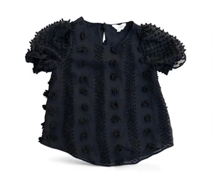 SWEET WANDERER Bommel Bluse Oberteil Shirt Damen SMALL Schwarz Kurzarm - Bild 1 von 9