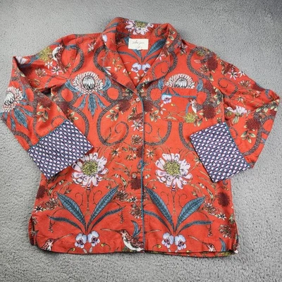 Camisa Anthropologie Victoria Garcia PJ Mujer S/M Gorrión Franela Pájaro Floral Foto 1 de 4