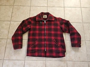 WOOLRICH Buffalo Plaid Mackinaw FOX HUNTING Red Black Womens Jacket USA Size 20 - Picture 1 of 12