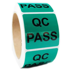 Etichetta adesivo QA QC verde lucido ""Pass"" verde lucido - 2"" by 2"" - 500 ct - SL049F - Foto 1 di 2