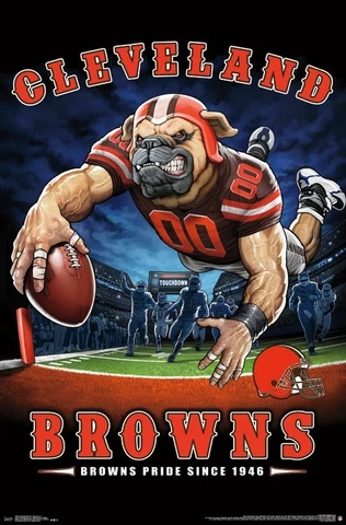 Cleveland Browns BROWNS PRIDE SINCE 1946 End Zone TD Dive NFL Art 22x34 POSTER Cover