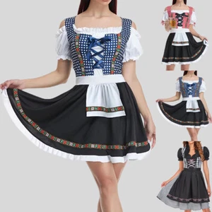 Womens Ladies Oktoberfest Beer German Bavarian Dirndl Maid Cosplay Dress Costume - Picture 1 of 18
