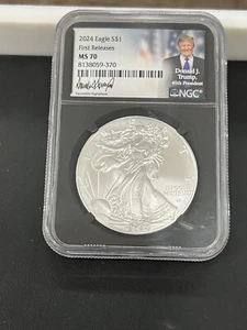 2024 EAGLE S $1 FIRST RELEASES NGC MS70 DONALD J. TRUMP - FACSIMILE SIGNATURE - Picture 1 of 4