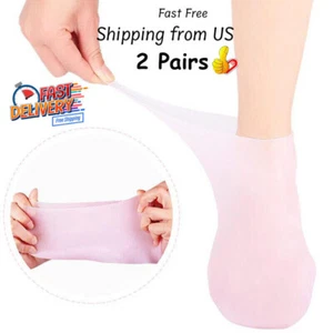 2 Pair Full Length Silicone Gel Moisturizing Socks Foot Care Protector Free Ship - Picture 1 of 12