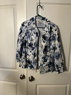 **Chaqueta informal floral para mujer Cathy Daniel’s talla 1x azul Foto 1 de 2