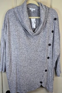 NEW 89th + Madison Gray Soft Light Weight Cowl Neck Sweater Top Size 2X - Picture 1 of 8