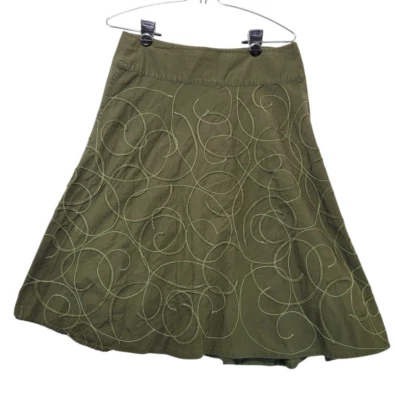 Sunny Leigh Skirt Womens Size 6 Green Whimsy Artsy Flare Forest Fairy Boho - Image 1 of 4