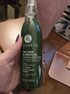 LUSETA TEA TREE&ARGAN OIL LEAVE-IN CONDITIONER CLARIFY&REPAIR FORMULA 8.5FLOZ - Image 1 of 2