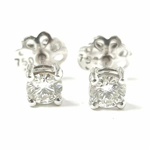 18ct White Gold Diamond Stud Earrings Certificated VS 0.63ct - Picture 1 of 11