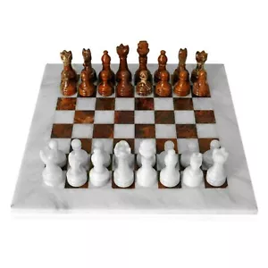 Scacchiera con Scacchi Marmo Bianco e Rosso Marble Chessboard 30x30 - Picture 1 of 1