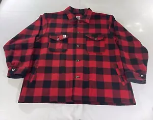 Vintage BIG BILL Men's 2XL HEAVY Button Shirt Flannel Jacket Red Plaid Canada - Picture 1 of 20