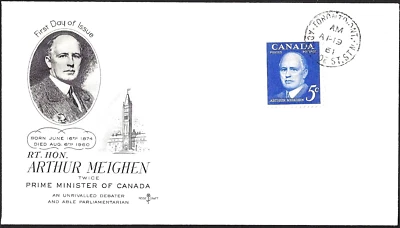 Canada    #393   "ARTHUR MEIGHEN"   Fine New  1961  Rosecraft First Day Cover - Image 1 of 2