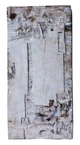 Original minimal strukturiertes ziseliertes Gemälde auf Altholz von K.A.Davis - Bild 1 von 8