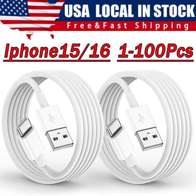 IPhone 15/16 Pro Max Plus cabo USB-A carregador rápido tipo C lote de dados de carregamento cabo - Imagem 1 de 4