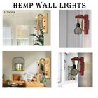 LEDSone Retro Wall Light Industrial Wooden Wall Lamp Hemp Rope Corridor Cafe Bar