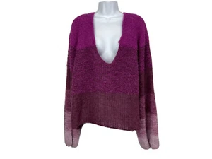 Free People Alpaca Purple Bubble Sleeve Oversize Sweater Large Light Knit - Picture 1 of 10
