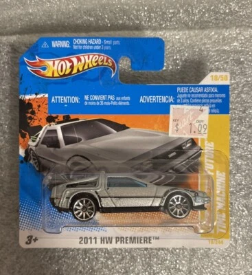 Hot Wheels 2011 Premiere Back To The Future Delorean Short Card New Time Machine - Image 1 of 4