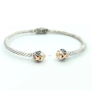 Video 18K Gold 925 Sterlingsilber Samuel B gehämmertes Kabelarmband - Bild 1 von 3