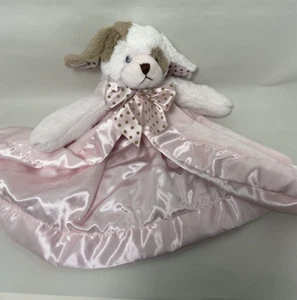 Bearington Baby Puppy Lovey with Satin Lining Dog Pink Polka Dot Bow - Picture 1 of 8