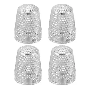 Sewing Thimble, Finger Protector for Hand Sewing, Silver, 4 PCS - Picture 1 of 6