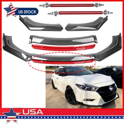 Front Bumper Lip Splitter Spoiler/ Body Kit Carbon Fiber Rods For Nissan Maxima - Image 1 of 4