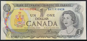 1973 Canada $1 One Dollar Banknote - BAY Prefix - Crisp Uncirculated - Foto 1 di 2