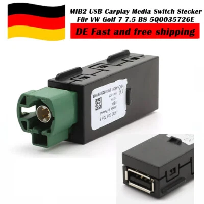 MIB2 USB Carplay Media Switch Instalación Enchufe para VW Golf 7 7.5 5Q0035726E - Imagen 1 de 4