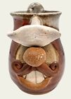 Hand Thrown Art Pottery Cowboy Smiling Silly Mustache Face Mug Coffee Signed