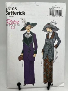 Butterick B6108 1912 Misses Jacket Bib Skirt Sz 6-14 UNCUT Titanic Edwardian - Picture 1 of 7