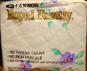 'Cannon Royal Family' Percale 54"x76" FULL FITTED Bottom Sheet~White Floral 831 - Picture 1 of 4