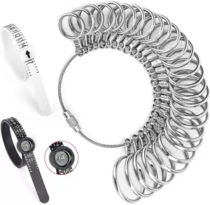 Ring Sizer Measuring Tools 27Pcs Ring Sizing Kit 2Pcs Reusable Finger Size Tape - Picture 1 of 7