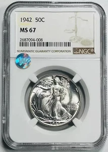 1942 Walking Liberty Half Dollar NGC MS-67 Sight White - Picture 1 of 3