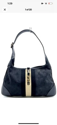 Gucci черный холст наплечная сумка Gucci Jackie - Изображение 1 из 4