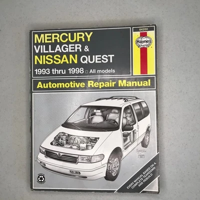 Haynes Automotive Repair Manual Mercury Villager & Nissan Quest 1993 thry 1998 - Image 1 of 4