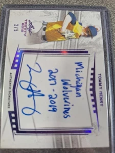 Leaf 2019 Trinity Tommy Henry #A-TH1 NUMBERED /5 AUTOGRAPHED T450 - Picture 1 of 2