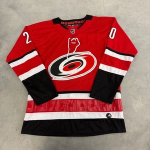 Adidas Carolina Hurricanes Sebastian Aho Red NHL Authentic Sewn Jersey Mens XL - Picture 1 of 5