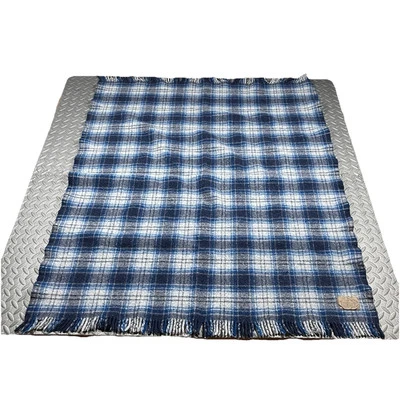 Vintage Pendleton Blanket 40x48” Fringe Blue Plaid Wool USA - Image 1 of 4