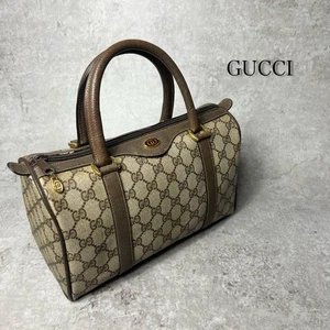 Gucci handbag GG pattern PVC leather brown Used Excellent+ Condition Auth JAPAN - Picture 1 of 24