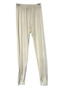 Ivory/Beige Wintersilks Base Layer Silk Pants w/ Lace at Bottom  Sz. Medium - Picture 1 of 4