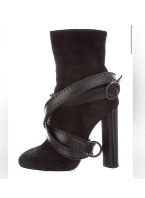 TOM FORD Black Suede Ankle Boots With Leather Straps Size 8.5 - Image 1 of 4