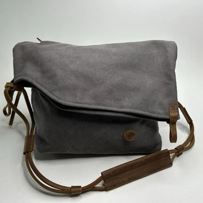 Bandolera de lona plegable correa de cuero y detalles Lg resistente Foto 1 de 4