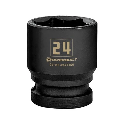 Powerbuilt 1/2 Inch Drive x 24 MM 6 Point Impact Socket - 647169 - Image 1 of 4
