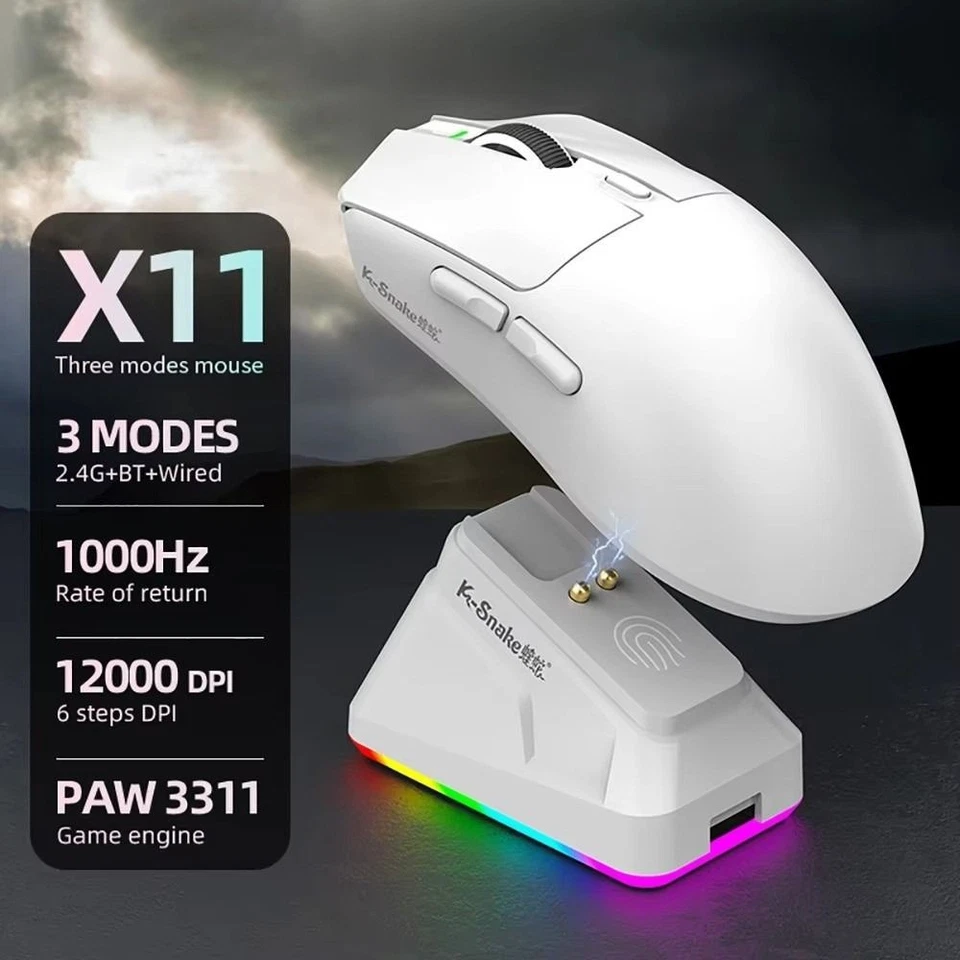 12000 DPI Tri-Mode Bluetooth Mouse High Precision Gaming Mouse  Gaming Use - Image 1 of 4