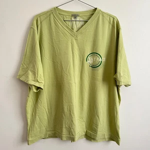 Fat Face Men's T-Shirt Y2K Surf V-Neck Graphic Print Lime Green Top - Size XXL - Picture 1 of 9